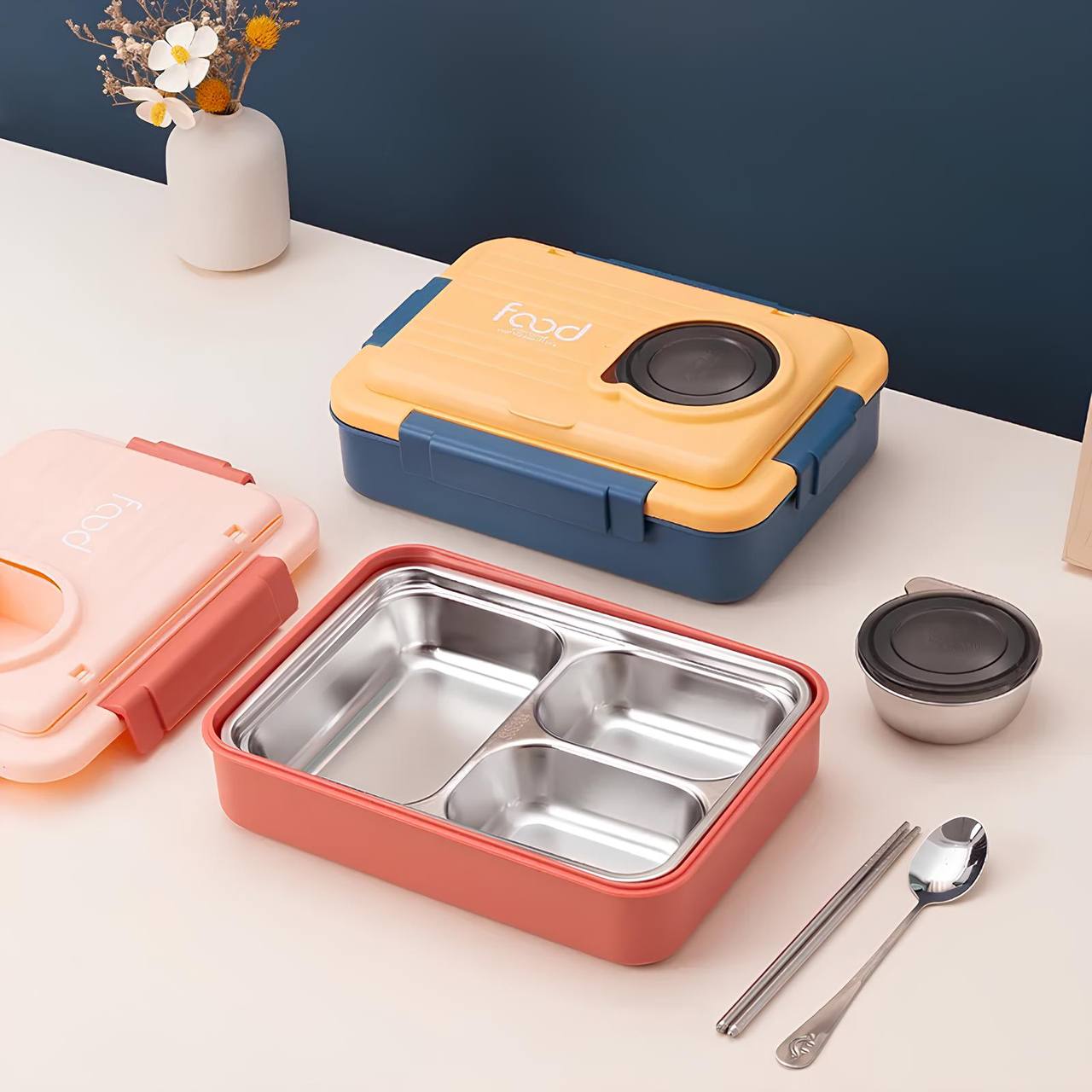 Bento Yummy Lunch Box (Spill Free)(Free Cutlery)