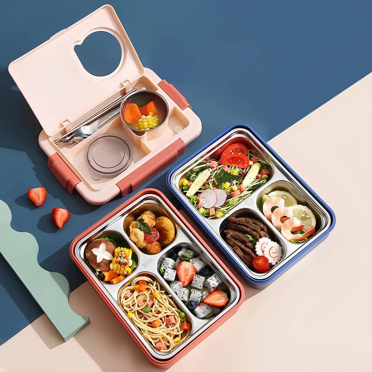 Bento Yummy Lunch Box (Spill Free)(Free Cutlery)