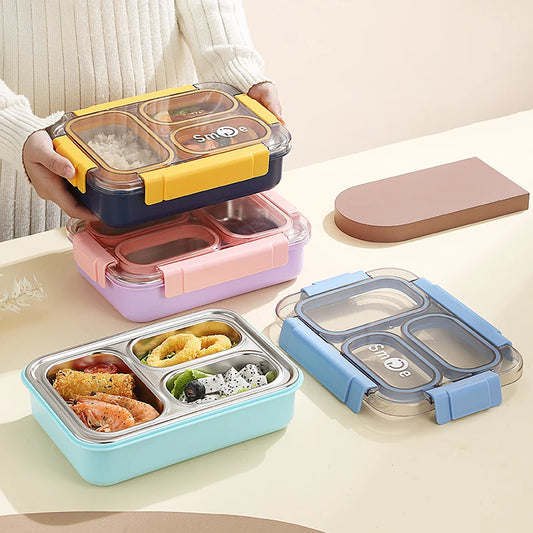 Stainless Steel Vacuum Lunch Box with 3 Compartments With Cutlery