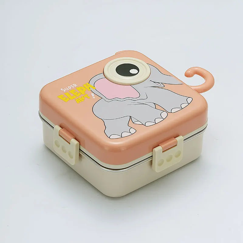 Dino Stainless Steel Lunch Box With Cutlery