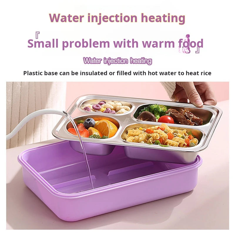 High quality Four grids Stainless steel sealed lunch box with bowl student office portable bento box with spoon chopsticks