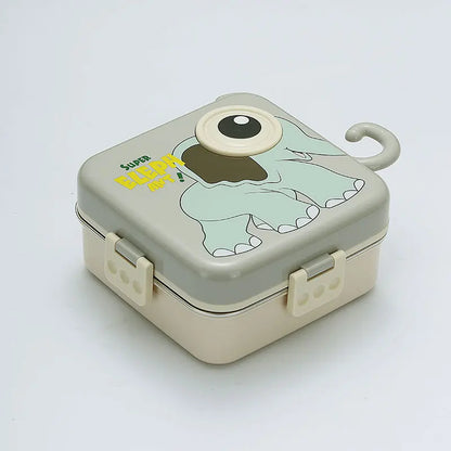 Dino Stainless Steel Lunch Box With Cutlery